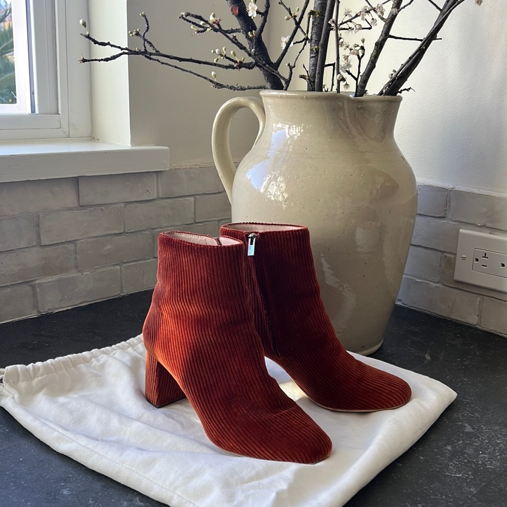 Loeffler Randall Copper Corduroy Ankle Boot, Size 6.5